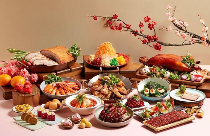 Various Lunar New Year Celebration dishes at Fullerton Group