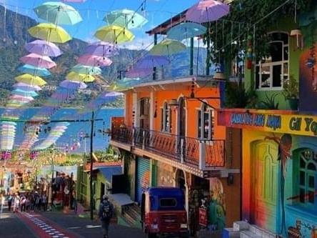 Decorated streets in San Juan La Laguna near Regis Hotel & Spa