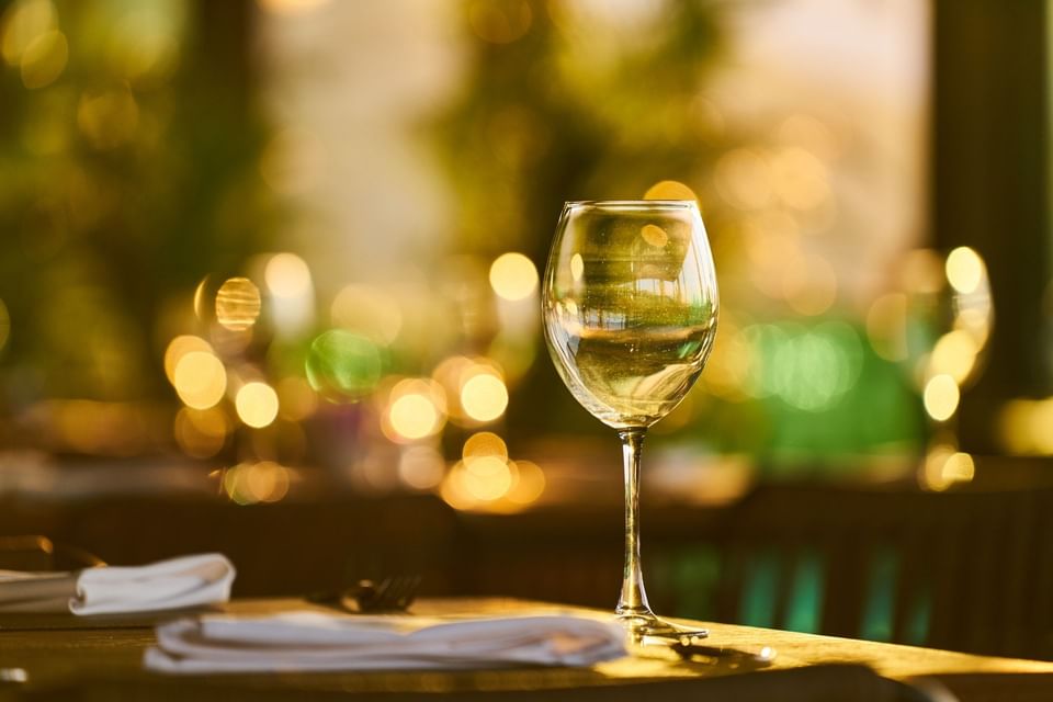 Closeup of an empty champagne glass at The View Eastbourne
