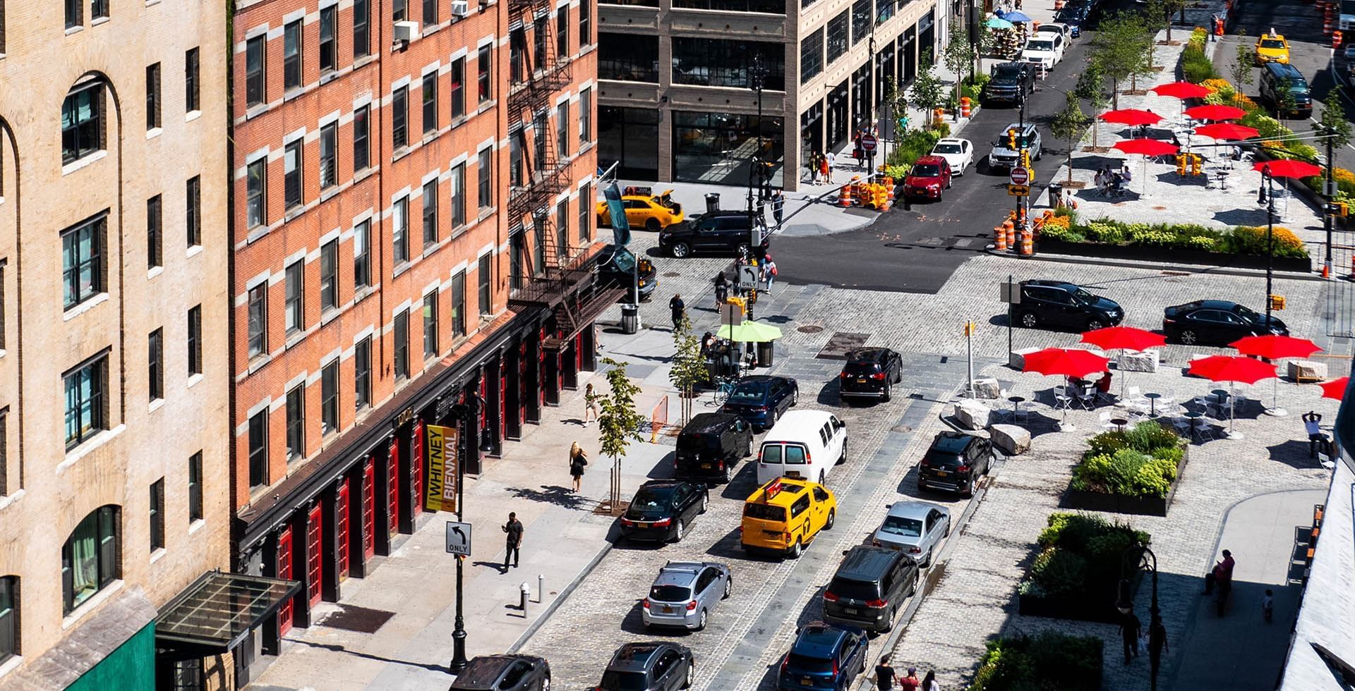 Shot of 9th Avenue from Above near Gansevoort Meatpacking NYC