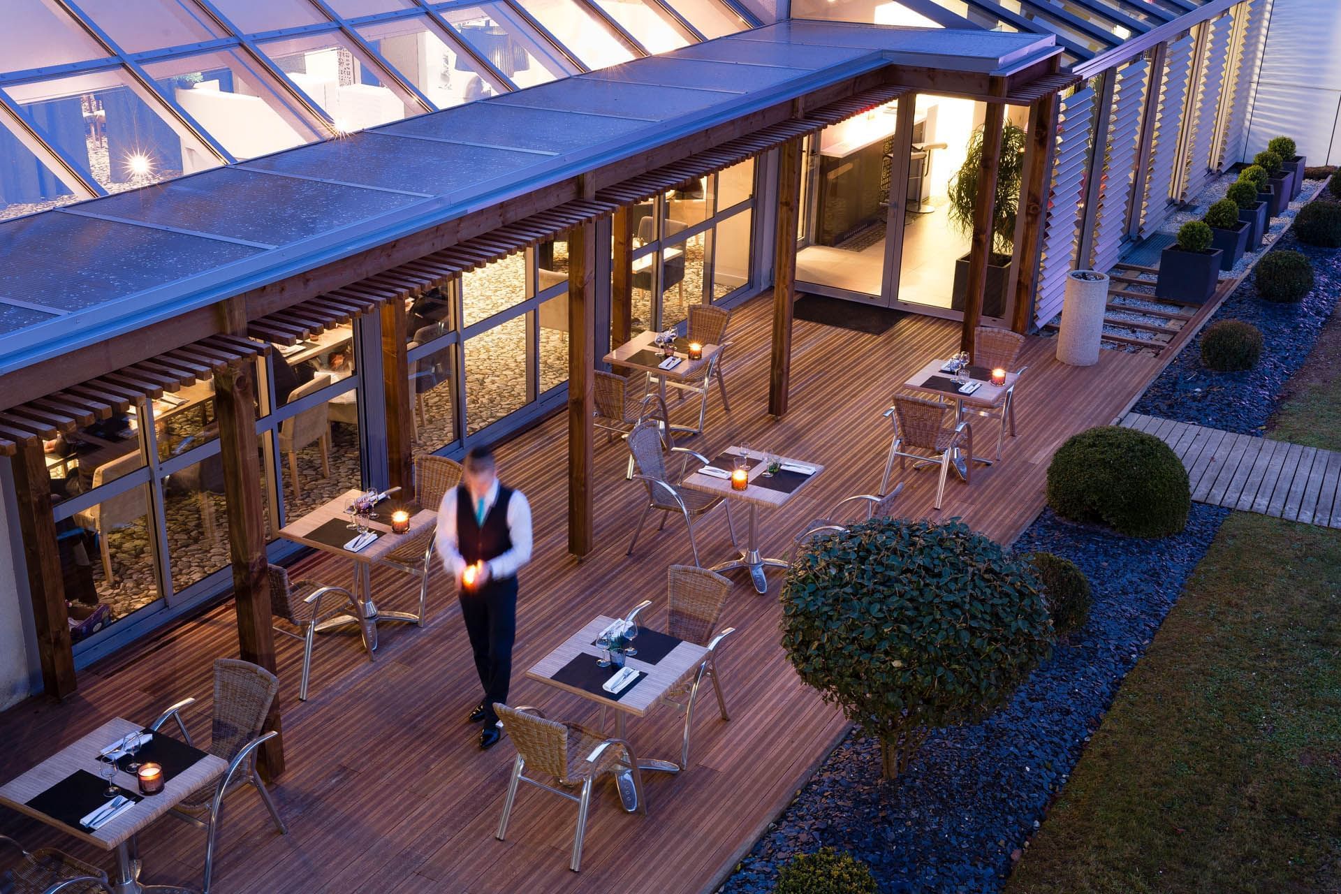 Aerial view of an outdoor dining area, Oceania Rennes