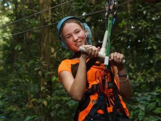 woman ziplining