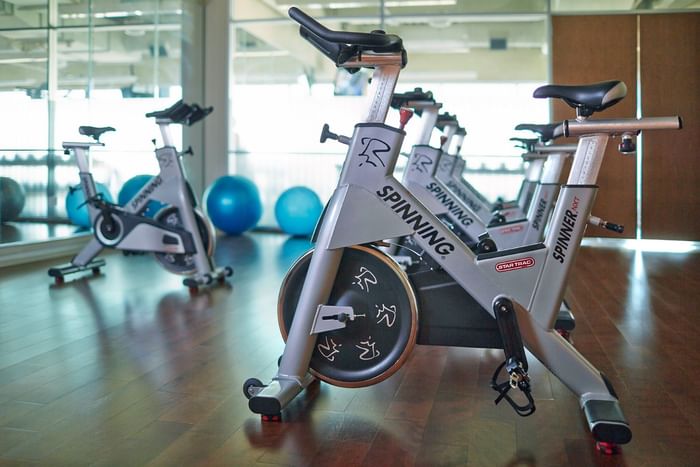 stationary bikes in a gym area