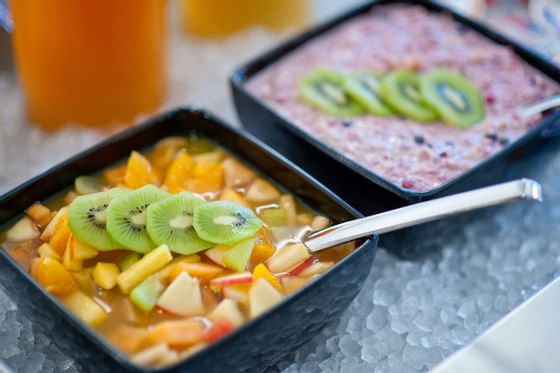 Close-up of a fruit salad in a buffet at Sternen Oerlikon