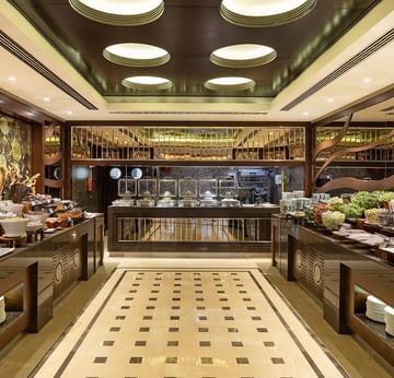 Interior of buffet area in Alesta Restaurant at Titanic City Taksim.