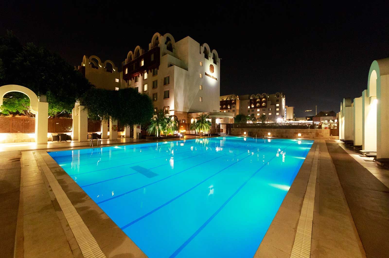 Night view of the Pool Bar at Islamabad Serena Hotel