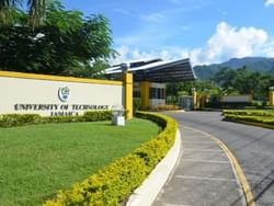 Exterior of University of Technology entrance near Jamaica Pegasus Hotel
