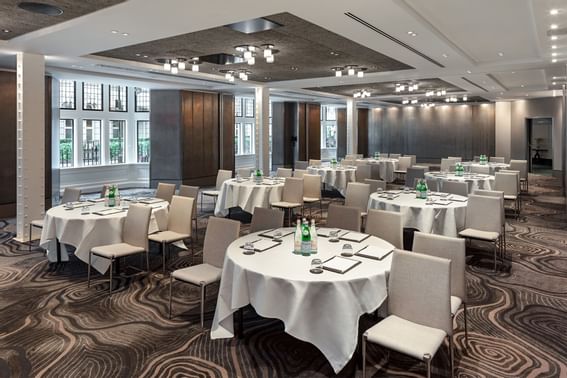 Radisson Blu Edwardian Bloomsbury Folio Suite setup for Gala Dinner with Presentation, Edwardian Hotels Group