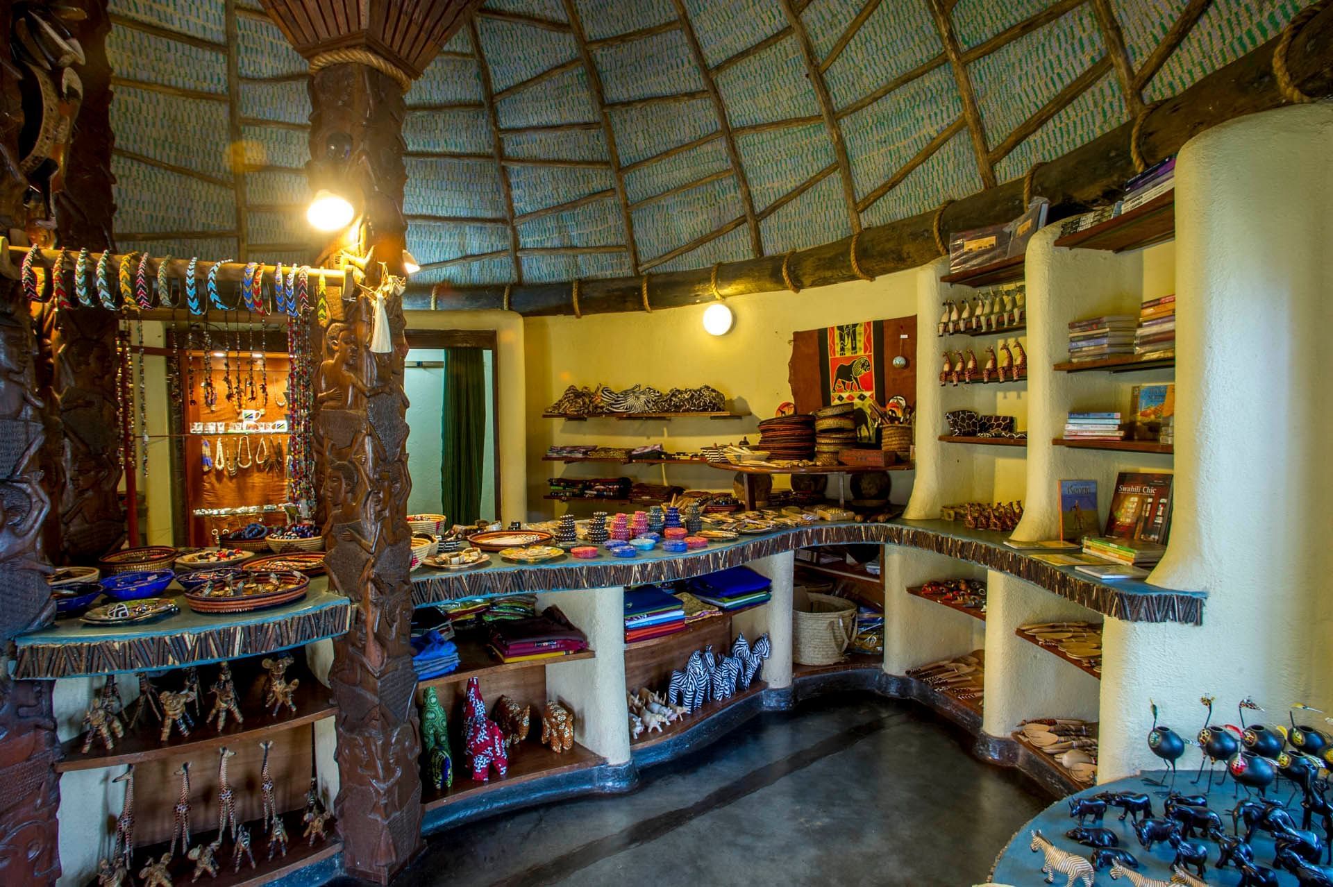 Interior of a guest shop at Serengeti Serena Safari Lodge