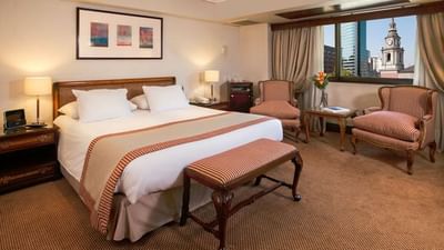 Comfy bed in Superior King Room at Hotel Plaza San Francisco