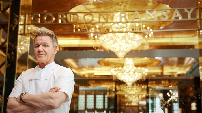 Gordon Ramsay posing at the bar at Sunway Hotel Pyramid