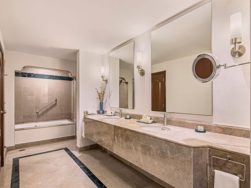 Vanity & shower in Presidential Suite at FA Hotels & Resorts