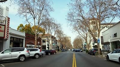 Parked cars along the street near The Nest Palo Alto