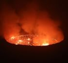 Hot lava in a volcano near Goma Serena Hotel