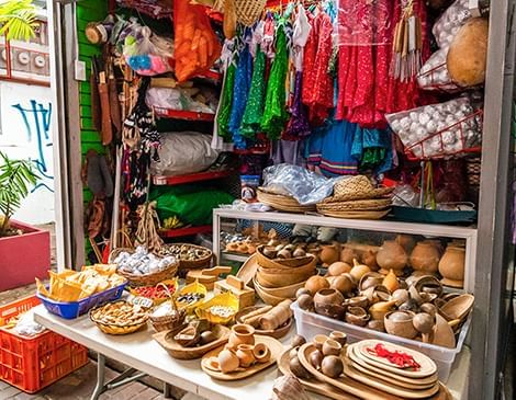 National Artisan Market featuring traditional crafts, handmade souvenirs, & local artifacts near the Megapolis Hotel Panama