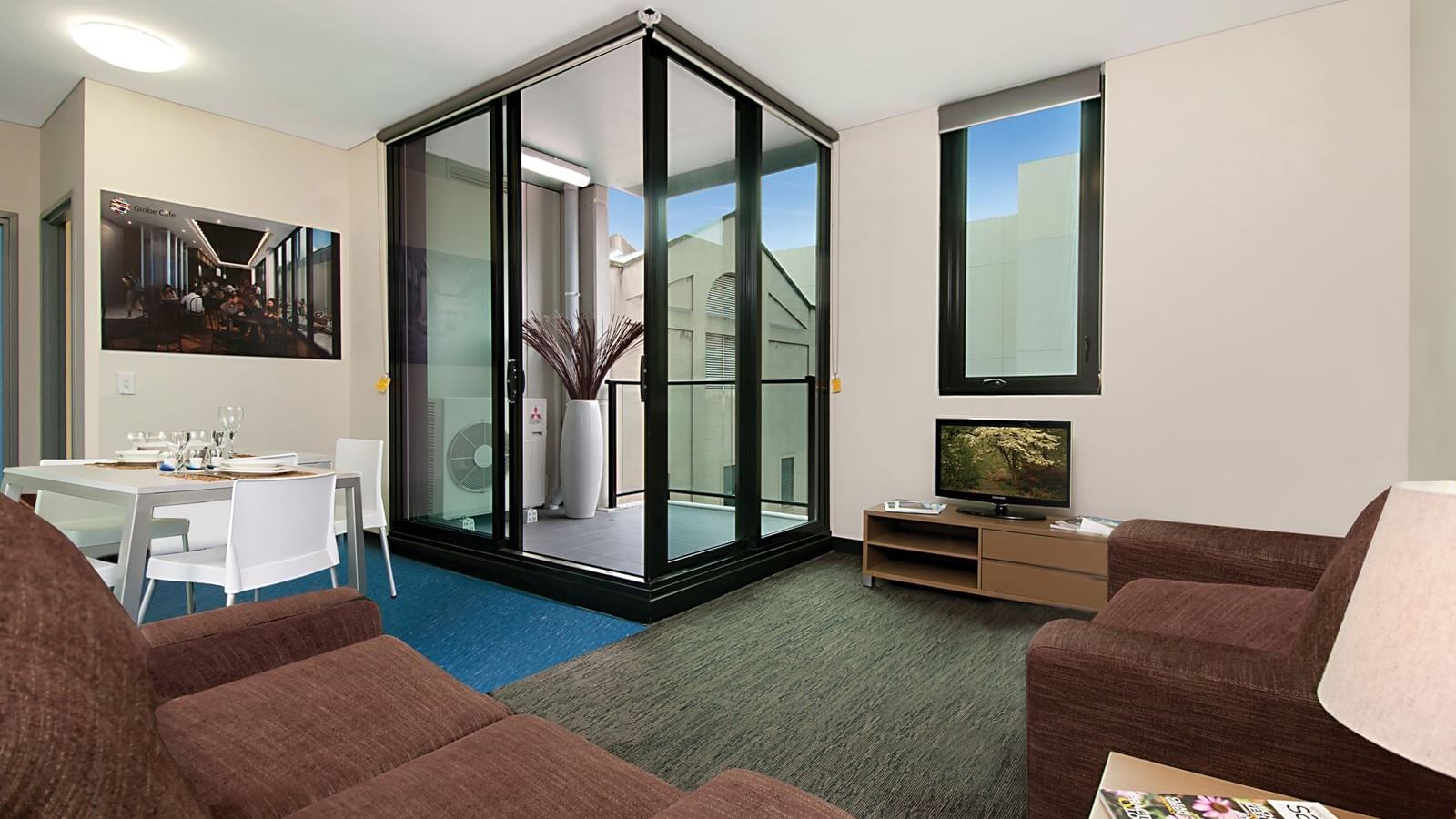 Student Living Edge Apartments – East End lounge and balcony