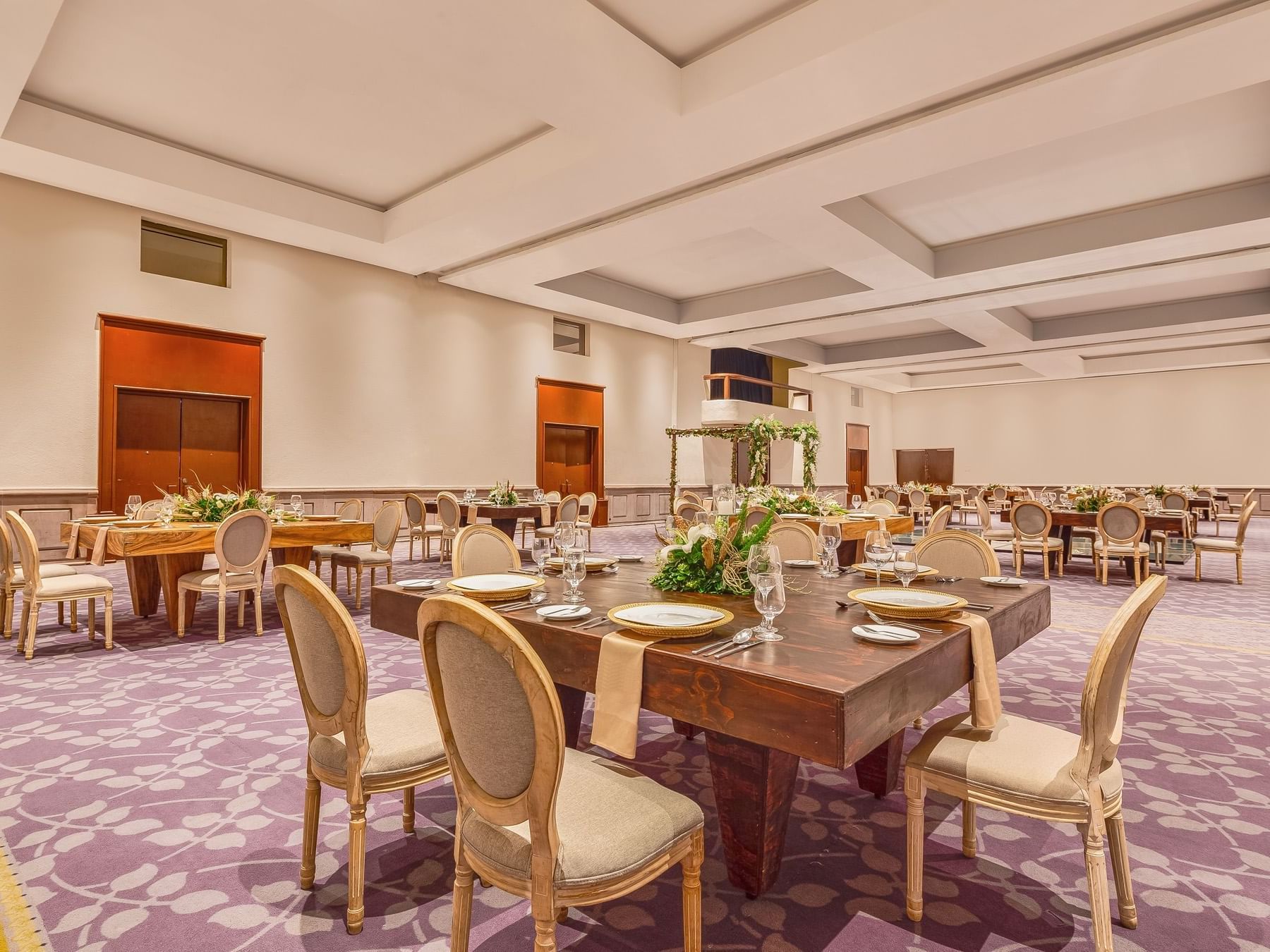 Banquet tables arranged for a wedding at La Colección Resorts