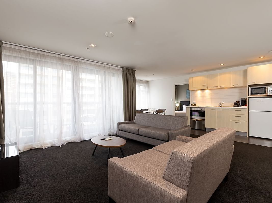 TV lobby and kitchen area of Junior Suite, Nesuto Stadium Hotel