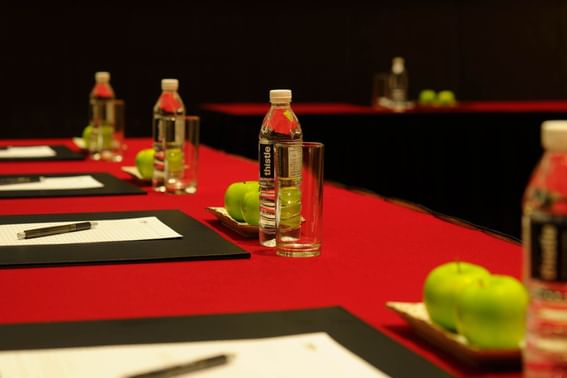 A table arranged for a meeting