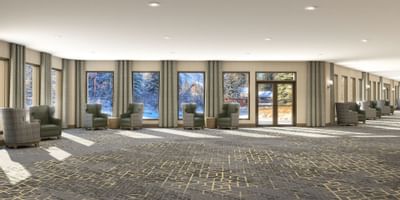 Interior of the lobby with lounges at The Malcolm Hotel