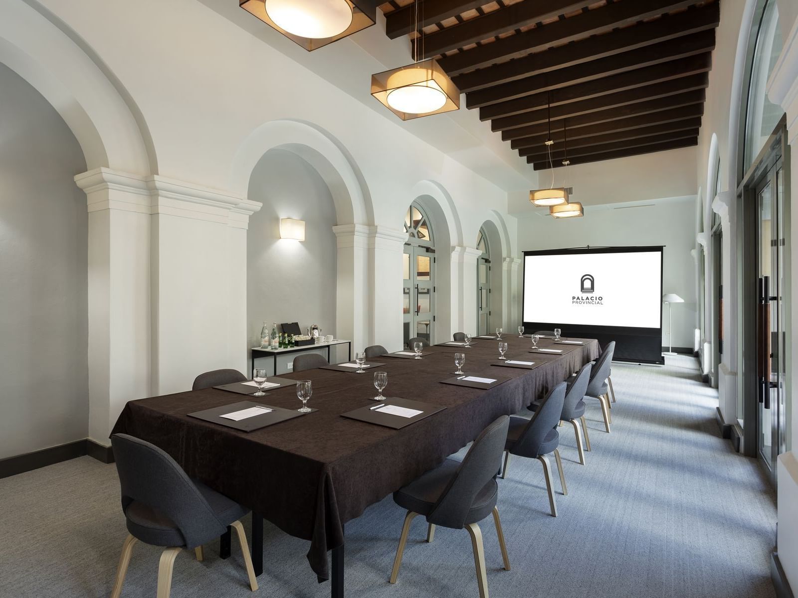 Long meeting table and TV for presentation