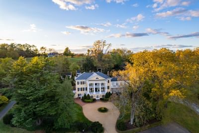 Aerial view of the inn at Willow grove, surrounded with trees