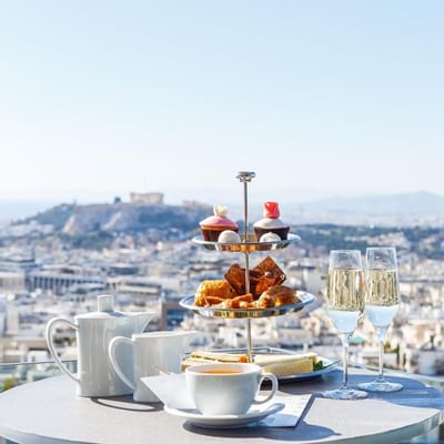High tea by city view at St George Lycabettus