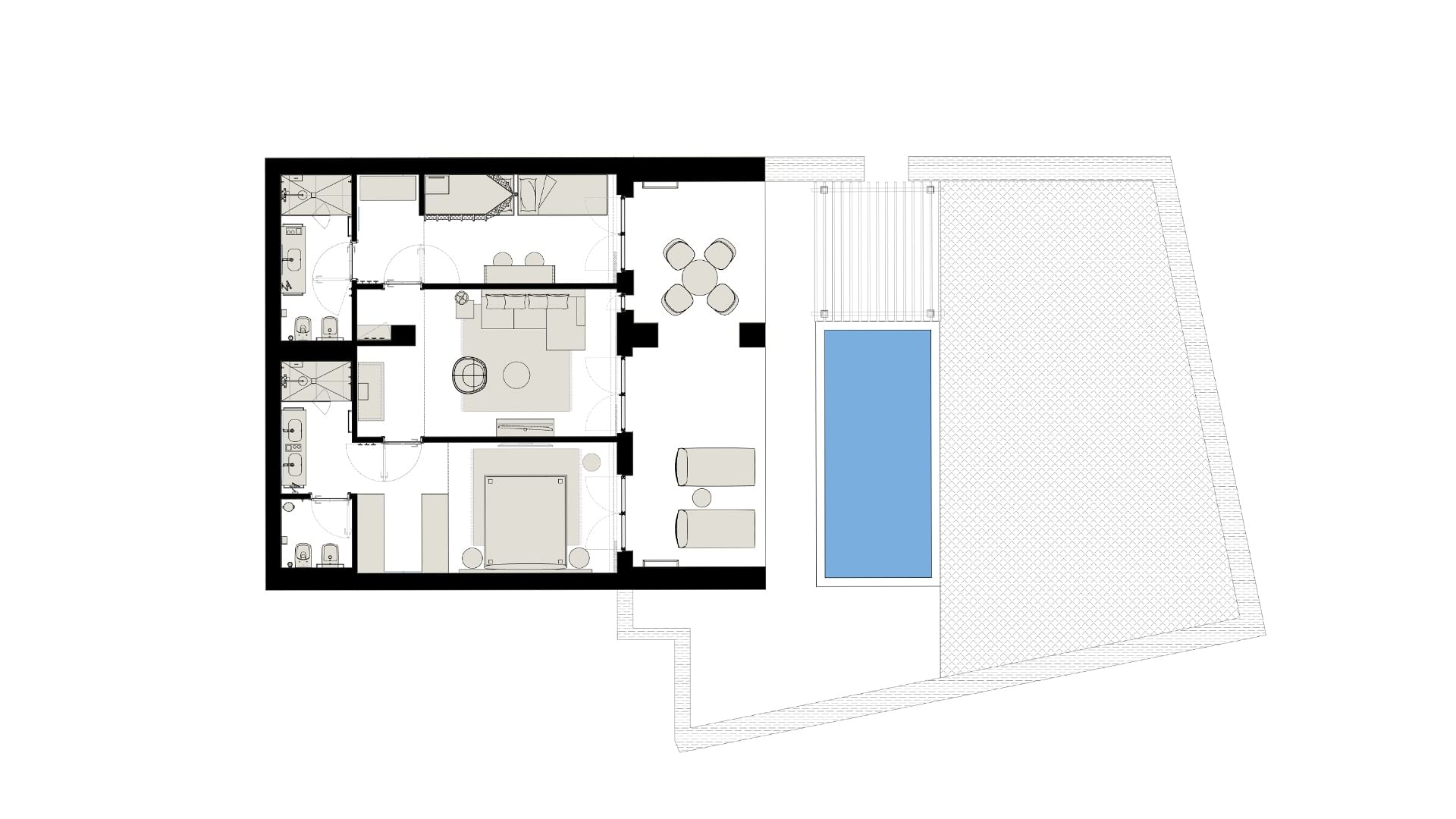 Grundriss der Familien Pool Villa im Falkensteiner Family Resort Sicily in Licata.