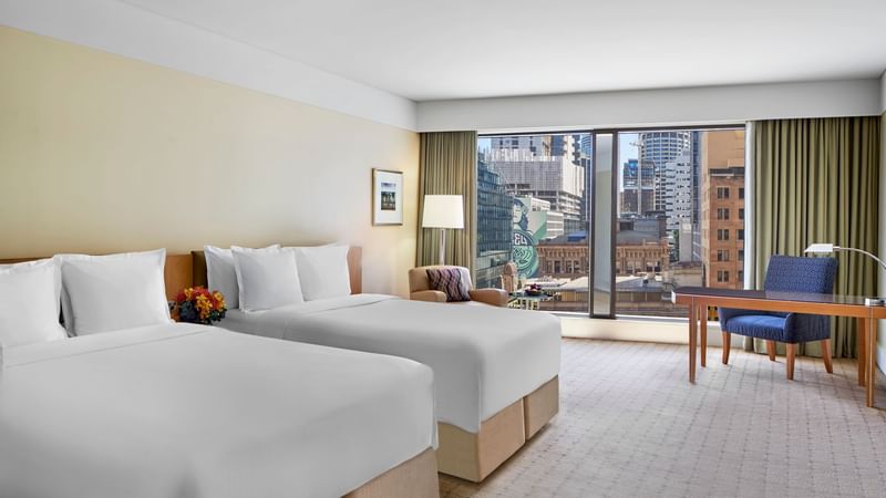 Tower Deluxe Twin Room with two beds at Fullerton Sydney