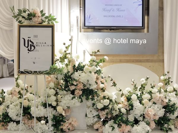 Entrance of Banquet with flower decoration at Hotel Maya KL
