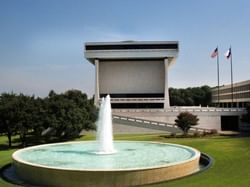 Water fountain of LBJ Presidential Library near Austin Condo