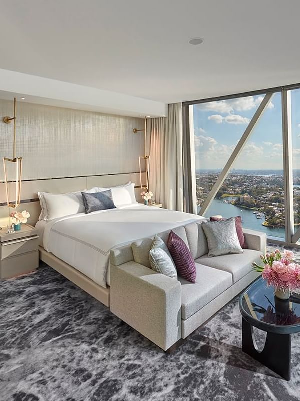 Interior of Premier Suite with city view at Crown Towers Sydney