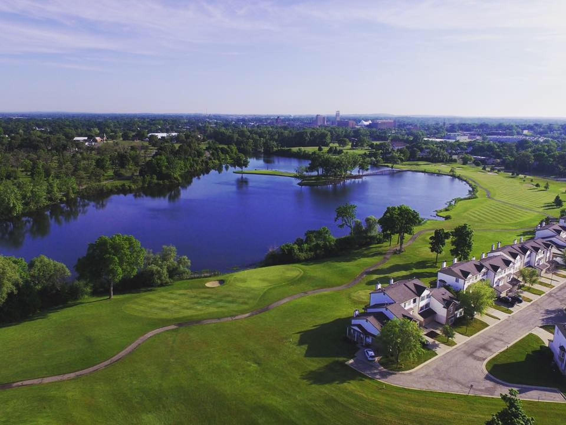 Aerial view of the Crystal Lake near Kingsley Bloomfield Hills