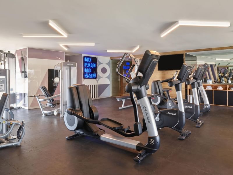 Exercise machines in the gym at Fiesta Americana