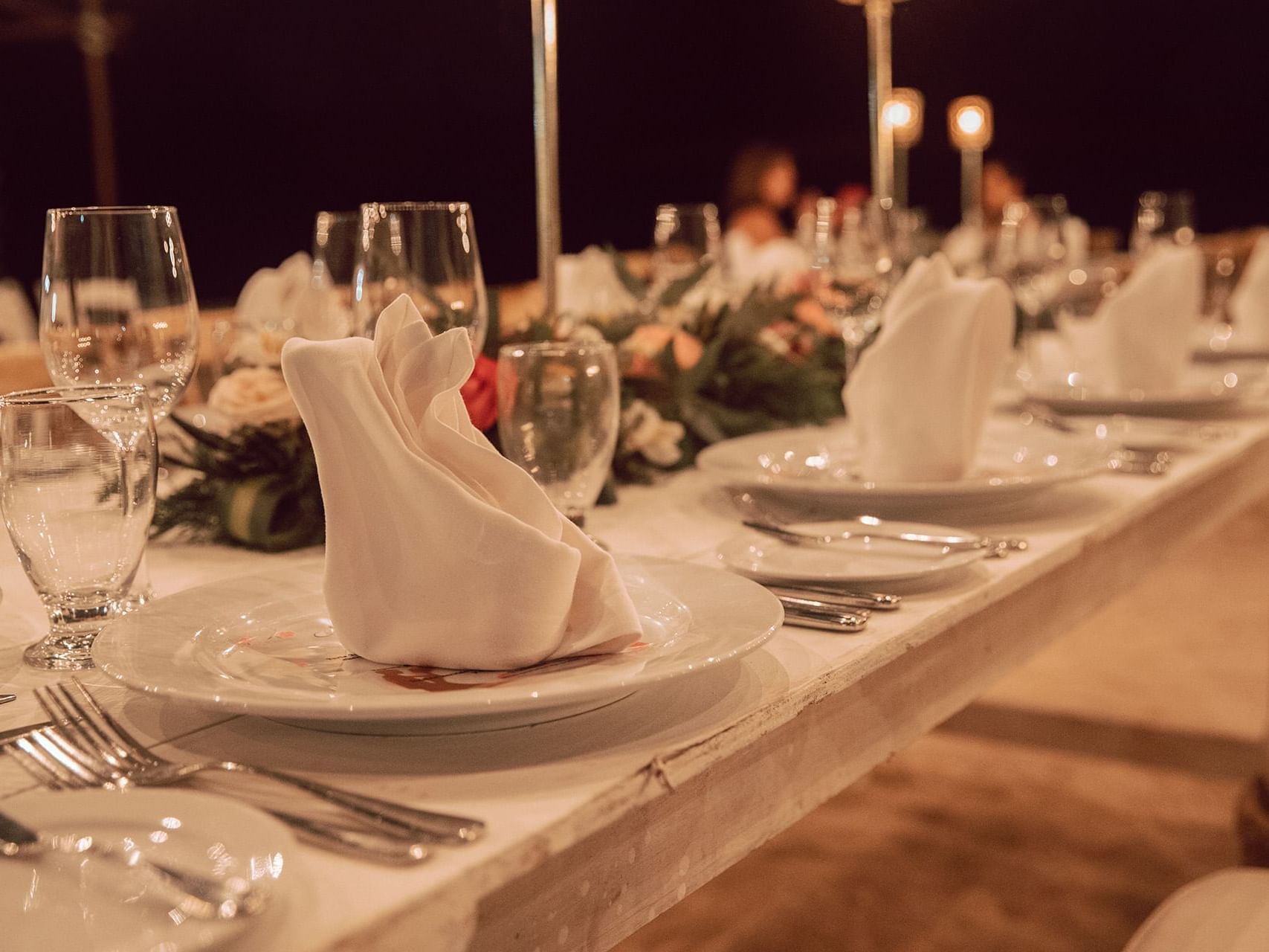 Table setting for dinner at La Coleccion Resorts