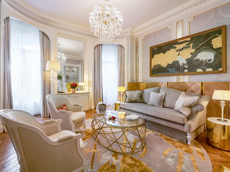 Luxury Livingroom area of the Prestige Suite at Hôtel Westminster - Paris