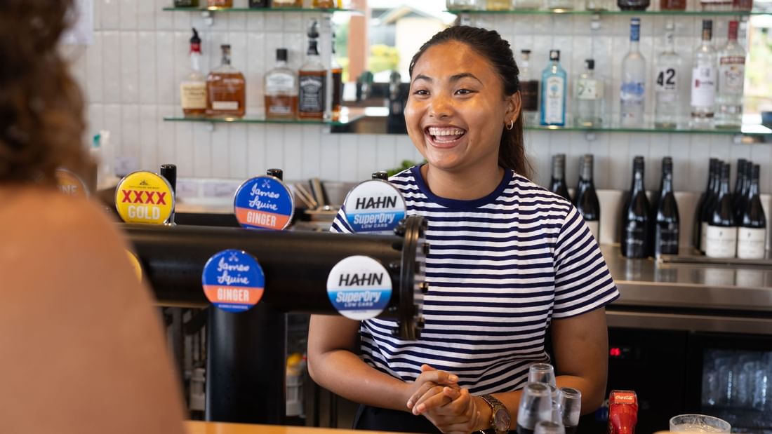 Bartendress in the Splash Cafe at Novotel Darwin Airport