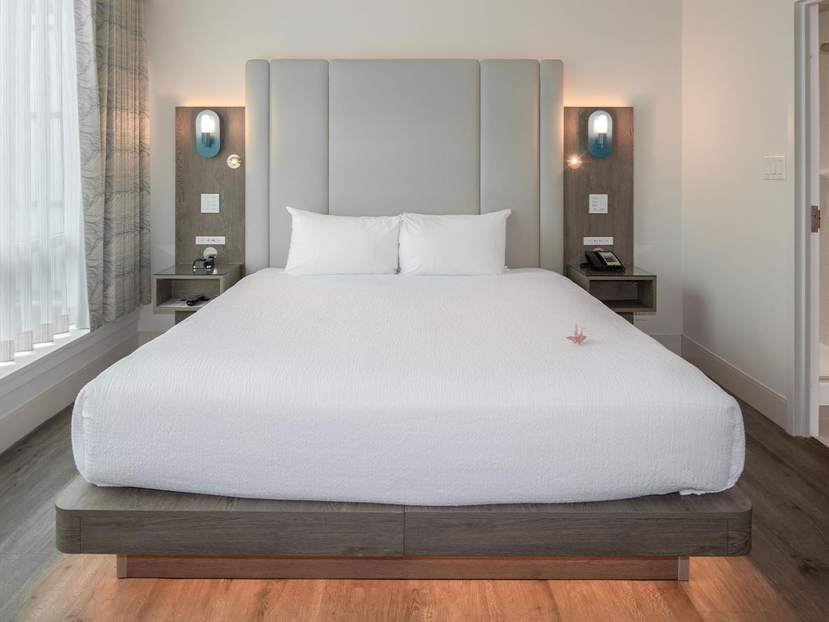 King bed with modern decor