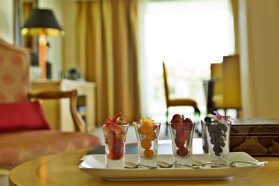 Four fruit containers arranged nicely at Hotel Cascais Miragem