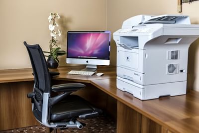Business Workspace with a computer at Metterra Hotel on Whyte