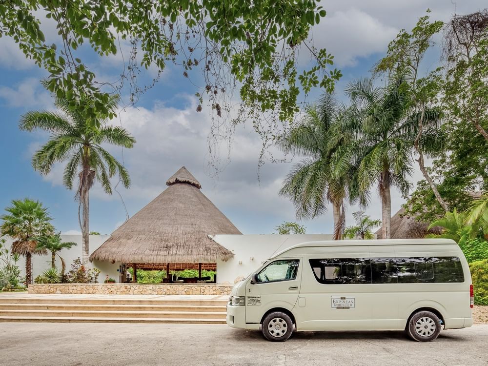 Airport transfer van parking at The Explorean Kohunlich