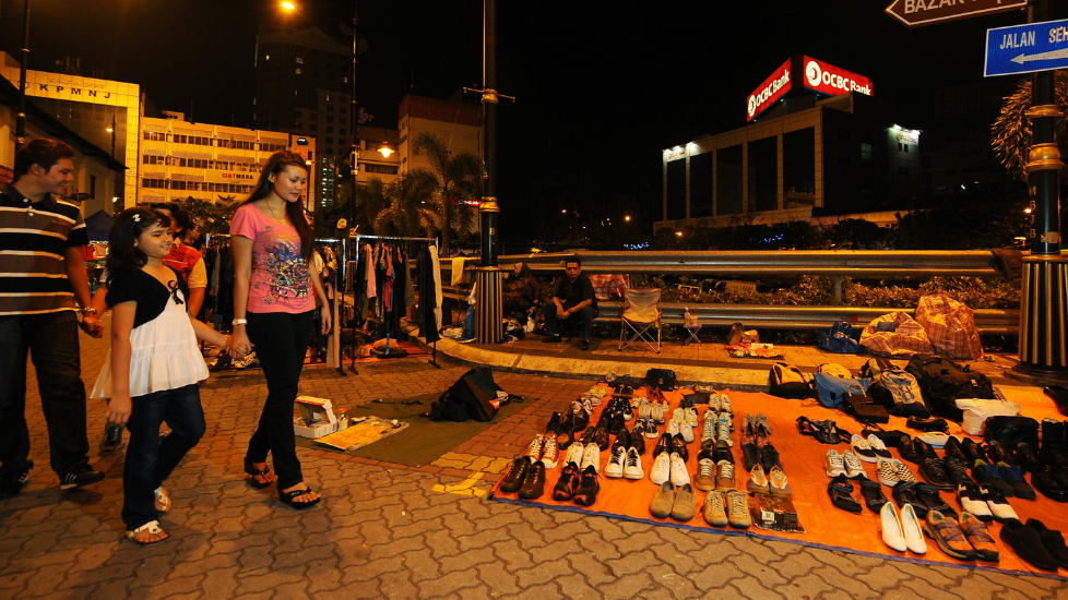 Night Market showcasing assorted shoes and clothes near Sunway Hotel Big Box