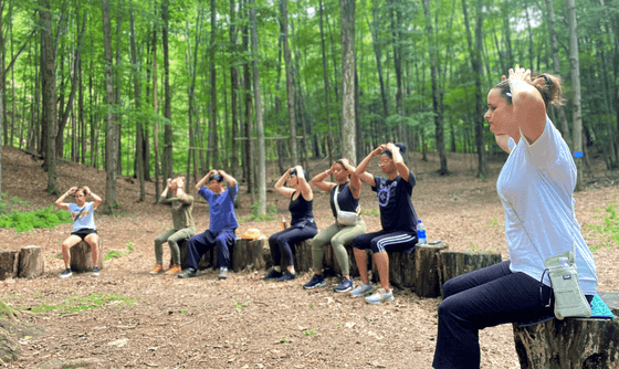 People engaged in outdoor exercising near Honor's Haven Retreat