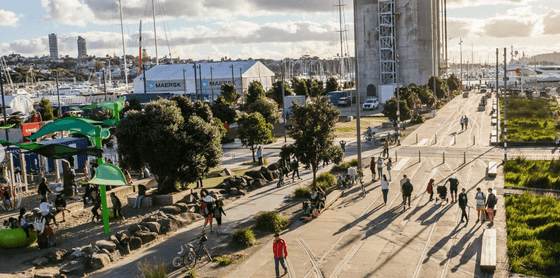 Distant view of people in Silo Park near Nesuto Stadium Hotel and Apartments