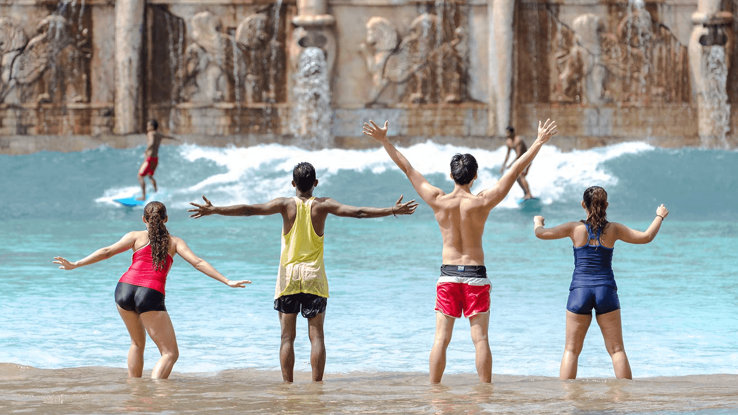 Friends at Sunway Lagoon Waterpark near Sunway Hotel Pyramid