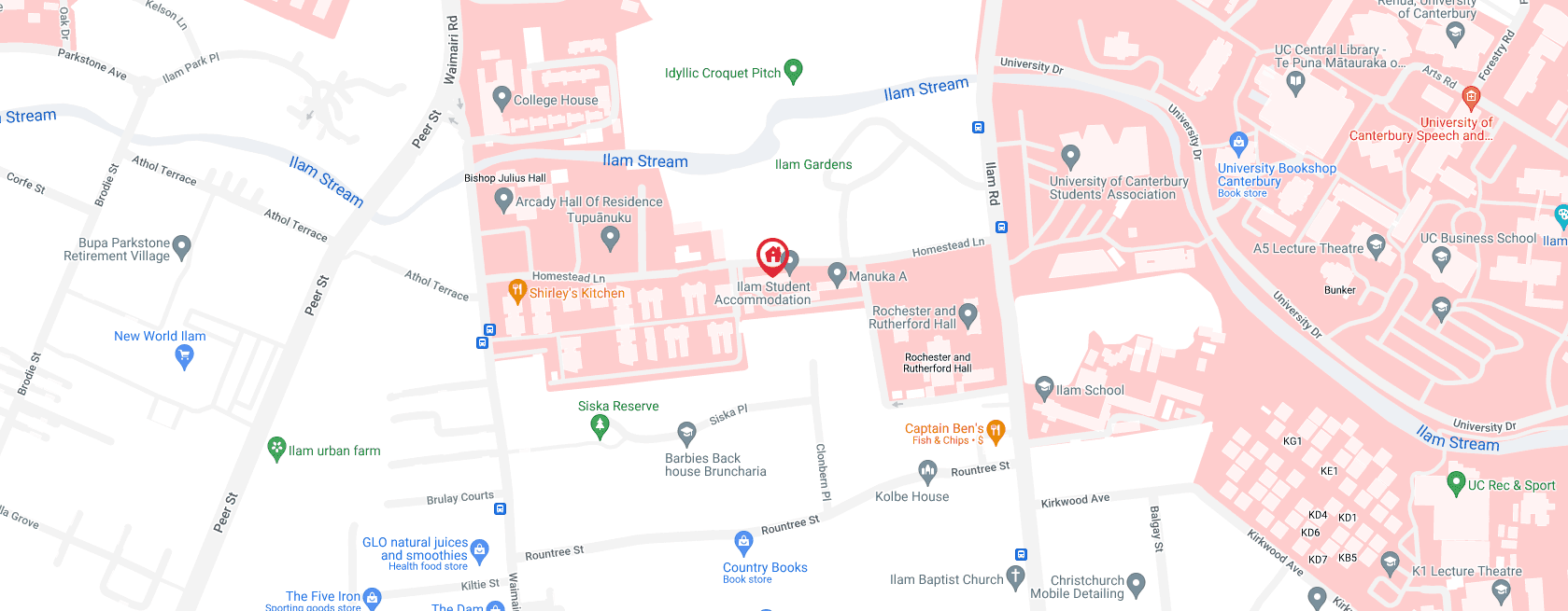 Ilam Student Accommodation Map