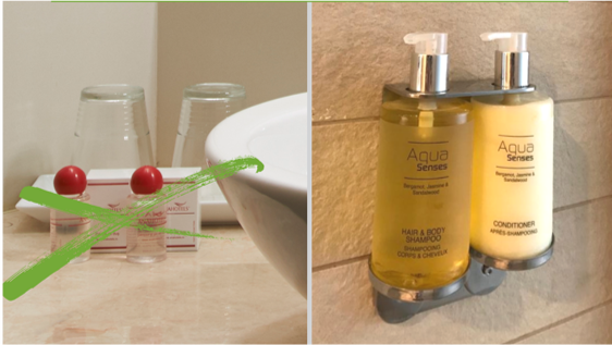 Collage with bathroom lotions at Ana Hotels