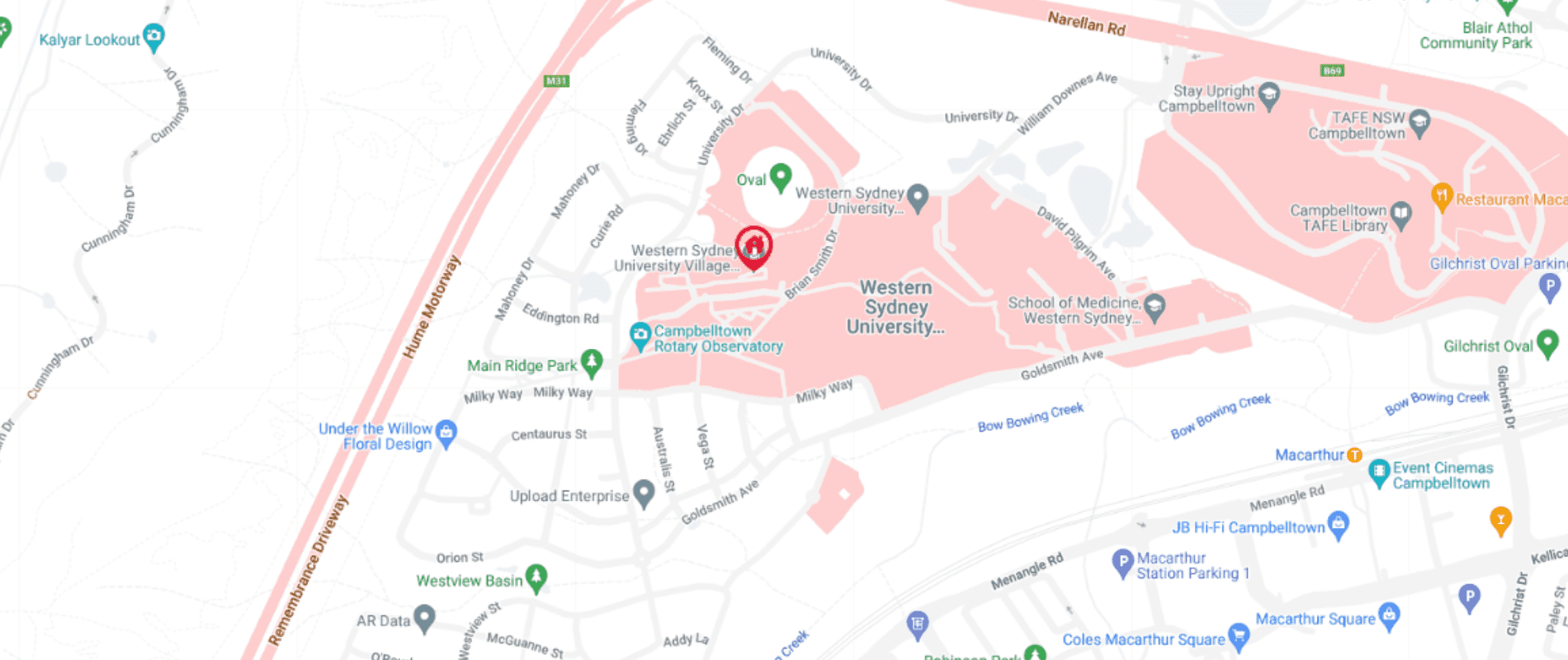 Western Sydney University Campbelltown Village Map