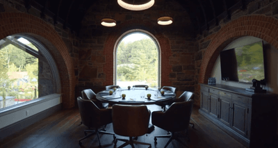 Executive boardroom with a round table at The Abbey Inn