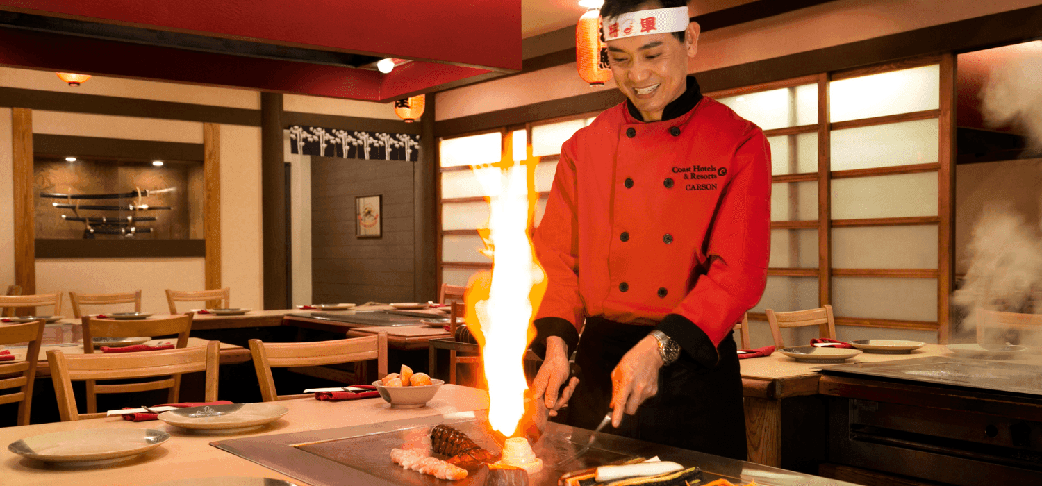 chef over cooktop at Shogun